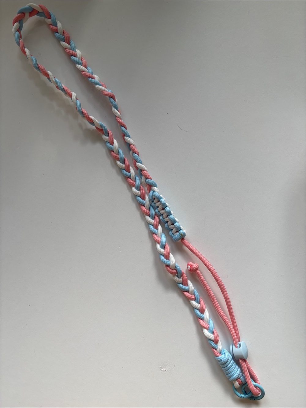 Crossbody Braided Pink, Blue & White Phone Lanyard -23”
